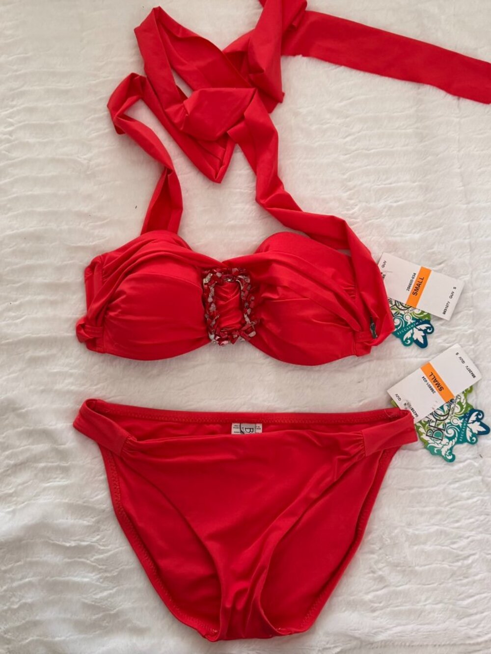 BECCA 2piece bikini with stones/beads on top; NWT; Small